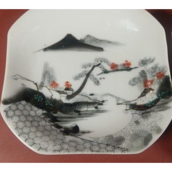Japanese Art Pottery Collector Vintage 5" Bowl / Plates Hand Painted Lot of 2 - Picture 9 of 15